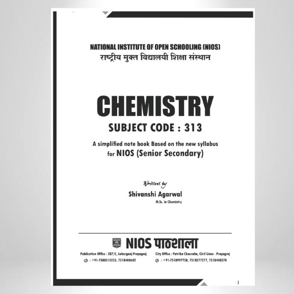 NIOS Chemistry (313) Book | Class 12 (Senior Secondary) | English Medium